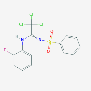 N'-(benzenesulfonyl)-2,2,2-trichloro-N-(2-fluorophenyl)ethanimidamide