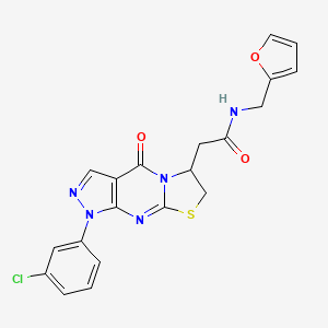 molecular formula C20H16ClN5O3S B2843854 2-(1-(3-chlorophenyl)-4-oxo-1,4,6,7-tetrahydropyrazolo[3,4-d]thiazolo[3,2-a]pyrimidin-6-yl)-N-(furan-2-ylmethyl)acetamide CAS No. 952853-68-8
