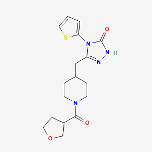 molecular formula C17H22N4O3S B2843856 3-((1-(tetrahydrofuran-3-carbonyl)piperidin-4-yl)methyl)-4-(thiophen-2-yl)-1H-1,2,4-triazol-5(4H)-one CAS No. 2034435-64-6