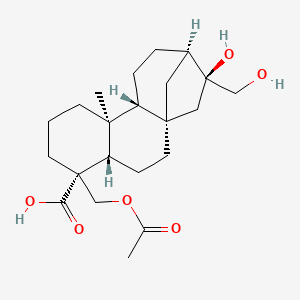 molecular formula C22H34O6 B2843857 (1S,4S,5R,9S,10R,13R,14S)-5-(Acetyloxymethyl)-14-hydroxy-14-(hydroxymethyl)-9-methyltetracyclo[11.2.1.01,10.04,9]hexadecane-5-carboxylic acid CAS No. 1201591-01-6