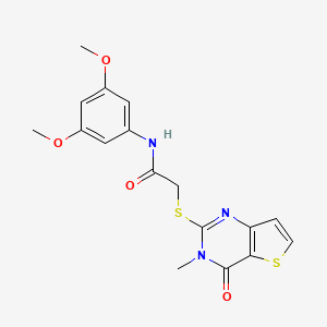 molecular formula C17H17N3O4S2 B2843862 N-(3,5-dimethoxyphenyl)-2-({3-methyl-4-oxo-3H,4H-thieno[3,2-d]pyrimidin-2-yl}sulfanyl)acetamide CAS No. 924232-94-0