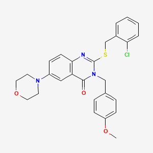 molecular formula C27H26ClN3O3S B2843865 2-((2-氯苄基)硫)-3-(4-甲氧基苄基)-6-吗啉喹唑啉-4(3H)-酮 CAS No. 689772-16-5
