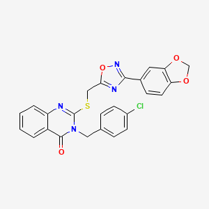 2-(((3-(benzo[d][1,3]dioxol-5-yl)-1,2,4-oxadiazol-5-yl)methyl)thio)-3-(4-chlorobenzyl)quinazolin-4(3H)-one
