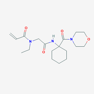molecular formula C18H29N3O4 B2843875 N-Ethyl-N-[2-[[1-(morpholine-4-carbonyl)cyclohexyl]amino]-2-oxoethyl]prop-2-enamide CAS No. 2361682-17-7