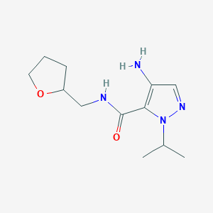molecular formula C12H20N4O2 B2843878 4-Amino-1-isopropyl-N-(tetrahydrofuran-2-ylmethyl)-1H-pyrazole-5-carboxamide CAS No. 2101198-30-3