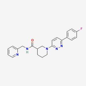 molecular formula C22H22FN5O B2843879 1-(6-(4-氟苯基)吡啶-3-基)-N-(吡啶-2-基甲基)哌啶-3-甲酰胺 CAS No. 1105232-54-9