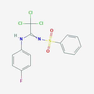 molecular formula C14H10Cl3FN2O2S B284388 N-(benzenesulfonyl)-2,2,2-trichloro-N'-(4-fluorophenyl)ethanimidamide 