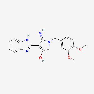molecular formula C20H20N4O3 B2843886 5-amino-4-(1H-1,3-benzodiazol-2-yl)-1-[(3,4-dimethoxyphenyl)methyl]-2,3-dihydro-1H-pyrrol-3-one CAS No. 459138-11-5