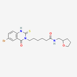 6-(6-bromo-4-oxo-2-sulfanylidene-1H-quinazolin-3-yl)-N-(oxolan-2-ylmethyl)hexanamide