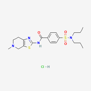 molecular formula C20H29ClN4O3S2 B2843888 4-(N,N-dipropylsulfamoyl)-N-(5-methyl-4,5,6,7-tetrahydrothiazolo[5,4-c]pyridin-2-yl)benzamide hydrochloride CAS No. 1185104-93-1