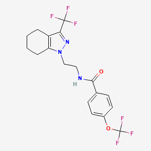 molecular formula C18H17F6N3O2 B2843889 4-(trifluoromethoxy)-N-(2-(3-(trifluoromethyl)-4,5,6,7-tetrahydro-1H-indazol-1-yl)ethyl)benzamide CAS No. 1796989-10-0