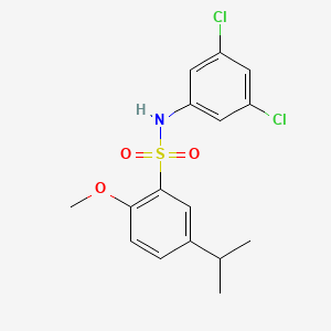 molecular formula C16H17Cl2NO3S B2843891 N-(3,5-dichlorophenyl)-2-methoxy-5-(propan-2-yl)benzene-1-sulfonamide CAS No. 2216827-13-1