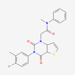 molecular formula C22H18FN3O3S B2843931 2-[3-(4-fluoro-3-methylphenyl)-2,4-dioxo-1H,2H,3H,4H-thieno[3,2-d]pyrimidin-1-yl]-N-methyl-N-phenylacetamide CAS No. 1260634-14-7