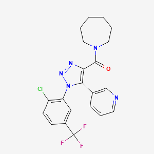 molecular formula C21H19ClF3N5O B2843934 1-({1-[2-chloro-5-(trifluoromethyl)phenyl]-5-pyridin-3-yl-1H-1,2,3-triazol-4-yl}carbonyl)azepane CAS No. 1251680-38-2