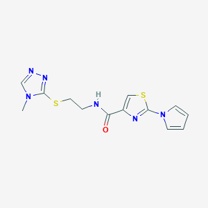 molecular formula C13H14N6OS2 B2843949 N-(2-((4-甲基-4H-1,2,4-三唑-3-基)硫基)乙基)-2-(1H-吡咯-1-基)噻唑-4-羧酰胺 CAS No. 1234953-81-1
