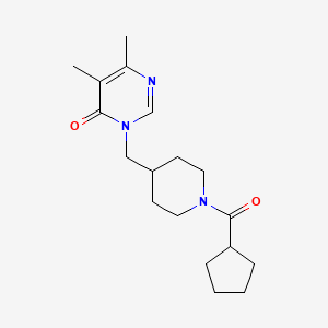 molecular formula C18H27N3O2 B2843951 3-[(1-Cyclopentanecarbonylpiperidin-4-yl)methyl]-5,6-dimethyl-3,4-dihydropyrimidin-4-one CAS No. 2201316-78-9