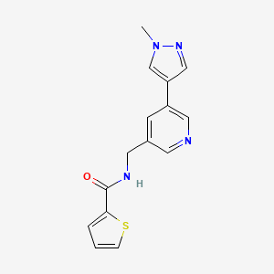 molecular formula C15H14N4OS B2843956 N-((5-(1-methyl-1H-pyrazol-4-yl)pyridin-3-yl)methyl)thiophene-2-carboxamide CAS No. 2034562-32-6