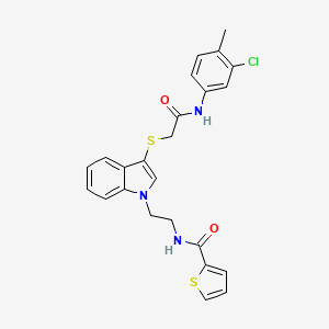 molecular formula C24H22ClN3O2S2 B2843962 N-(2-[3-(2-(3-氯-4-甲基苯胺基)-2-氧代乙基)硫基吲哚-1-基]乙基)噻吩-2-羧酰胺 CAS No. 851715-15-6
