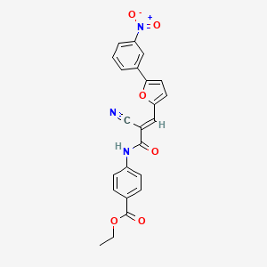 molecular formula C23H17N3O6 B2843967 (E)-ethyl 4-(2-cyano-3-(5-(3-nitrophenyl)furan-2-yl)acrylamido)benzoate CAS No. 341927-91-1