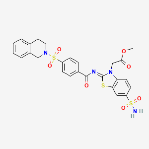 (Z)-methyl 2-(2-((4-((3,4-dihydroisoquinolin-2(1H)-yl)sulfonyl)benzoyl)imino)-6-sulfamoylbenzo[d]thiazol-3(2H)-yl)acetate