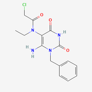 molecular formula C15H17ClN4O3 B2843971 N-(6-amino-1-benzyl-2,4-dioxo-1,2,3,4-tetrahydropyrimidin-5-yl)-2-chloro-N-ethylacetamide CAS No. 733796-07-1