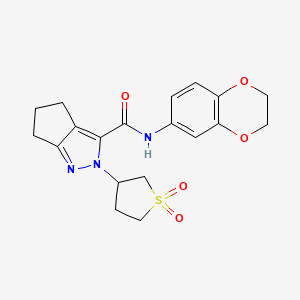 molecular formula C19H21N3O5S B2843981 N-(2,3-二氢苯并[b][1,4]二噁英-6-基)-2-(1,1-二氧代四氢噻吩-3-基)-2,4,5,6-四氢环戊[c]吡唑-3-羧酰胺 CAS No. 1040666-08-7