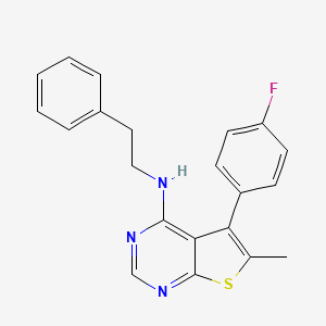 molecular formula C21H18FN3S B2843986 5-(4-氟苯基)-6-甲基-N-苯乙基噻吩[2,3-d]嘧啶-4-胺 CAS No. 683779-96-6