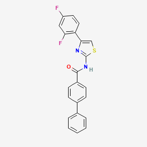 molecular formula C22H14F2N2OS B2843998 N-[4-(2,4-二氟苯基)-1,3-噻唑-2-基]-4-苯基苯甲酰胺 CAS No. 545370-04-5