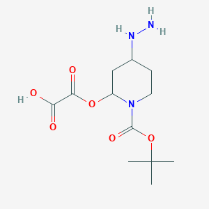 molecular formula C12H21N3O6 B2843999 2-((1-(叔丁氧羰基)-4-肼基哌啶-2-基)氧基)-2-氧代乙酸 CAS No. 1956382-19-6