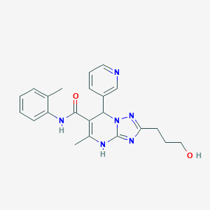 molecular formula C22H24N6O2 B284401 2-(3-hydroxypropyl)-5-methyl-N-(2-methylphenyl)-7-(3-pyridinyl)-4,7-dihydro[1,2,4]triazolo[1,5-a]pyrimidine-6-carboxamide 