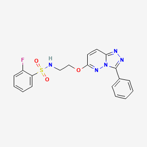 molecular formula C19H16FN5O3S B2844027 2-fluoro-N-(2-((3-phenyl-[1,2,4]triazolo[4,3-b]pyridazin-6-yl)oxy)ethyl)benzenesulfonamide CAS No. 1021051-10-4