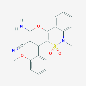 2-Amino-4-(2-methoxyphenyl)-6-methyl-4,6-dihydropyrano[3,2-c][2,1]benzothiazine-3-carbonitrile 5,5-dioxide