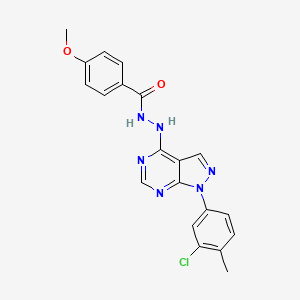 molecular formula C20H17ClN6O2 B2844032 N'-[1-(3-chloro-4-methylphenyl)-1H-pyrazolo[3,4-d]pyrimidin-4-yl]-4-methoxybenzohydrazide CAS No. 881073-25-2