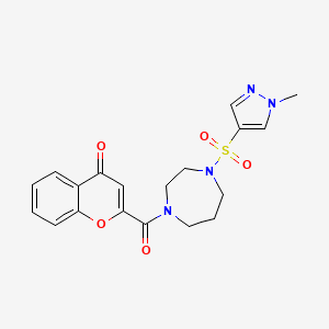molecular formula C19H20N4O5S B2844038 2-(4-((1-methyl-1H-pyrazol-4-yl)sulfonyl)-1,4-diazepane-1-carbonyl)-4H-chromen-4-one CAS No. 2034245-09-3