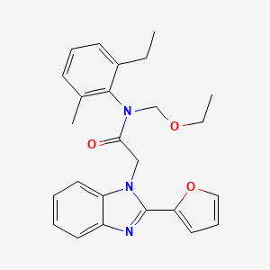 molecular formula C25H27N3O3 B2844042 N-(ethoxymethyl)-N-(2-ethyl-6-methylphenyl)-2-[2-(furan-2-yl)benzimidazol-1-yl]acetamide CAS No. 637754-53-1