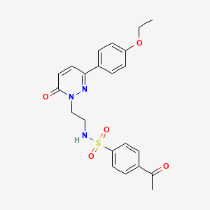 molecular formula C22H23N3O5S B2844043 4-acetyl-N-(2-(3-(4-ethoxyphenyl)-6-oxopyridazin-1(6H)-yl)ethyl)benzenesulfonamide CAS No. 921555-81-9