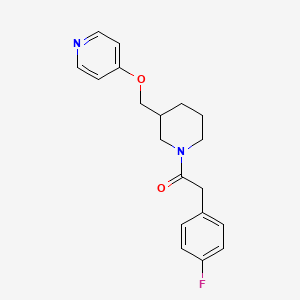 molecular formula C19H21FN2O2 B2844056 2-(4-Fluorophenyl)-1-[3-(pyridin-4-yloxymethyl)piperidin-1-yl]ethanone CAS No. 2380070-98-2