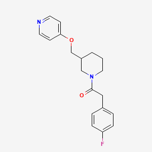 molecular formula C19H21FN2O2 B2844056 2-(4-Fluorophenyl)-1-{3-[(pyridin-4-yloxy)methyl]piperidin-1-yl}ethan-1-one CAS No. 2380070-98-2