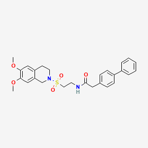 molecular formula C27H30N2O5S B2844059 2-([1,1'-biphenyl]-4-yl)-N-(2-((6,7-dimethoxy-3,4-dihydroisoquinolin-2(1H)-yl)sulfonyl)ethyl)acetamide CAS No. 922015-00-7