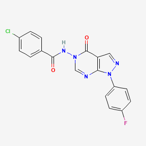 molecular formula C18H11ClFN5O2 B2844067 4-氯-N-(1-(4-氟苯基)-4-氧代-1H-吡唑并[3,4-d]嘧啶-5(4H)-基)苯甲酰胺 CAS No. 919865-37-5