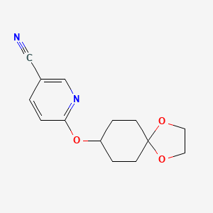 molecular formula C14H16N2O3 B2844070 6-(1,4-Dioxaspiro[4.5]decan-8-yloxy)nicotinonitrile CAS No. 2034455-61-1