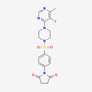 molecular formula C19H20FN5O4S B2844071 1-[4-[4-(5-Fluoro-6-methylpyrimidin-4-yl)piperazin-1-yl]sulfonylphenyl]pyrrolidine-2,5-dione CAS No. 2380088-59-3