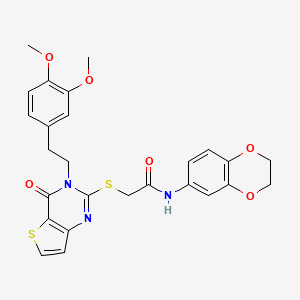 N-(2,3-dihydrobenzo[b][1,4]dioxin-6-yl)-2-((3-(3,4-dimethoxyphenethyl)-4-oxo-3,4-dihydrothieno[3,2-d]pyrimidin-2-yl)thio)acetamide