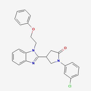 molecular formula C25H22ClN3O2 B2844077 1-(3-氯苯基)-4-(1-(2-苯氧乙基)-1H-苯并咪唑-2-基)吡咯烷-2-酮 CAS No. 883632-15-3