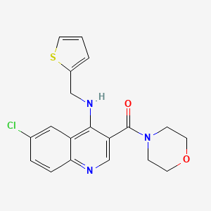 molecular formula C19H18ClN3O2S B2844086 {6-Chloro-4-[(thiophen-2-ylmethyl)amino]quinolin-3-yl}(morpholin-4-yl)methanone CAS No. 1326900-32-6