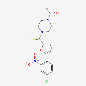 molecular formula C17H16ClN3O4S B2844089 1-(4-(5-(4-氯-2-硝基苯基)呋喃-2-羰基)哌嗪-1-基)乙酮 CAS No. 394238-26-7