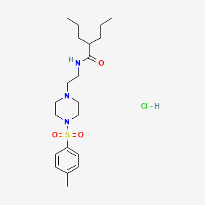 molecular formula C21H36ClN3O3S B2844096 2-propyl-N-(2-(4-tosylpiperazin-1-yl)ethyl)pentanamide hydrochloride CAS No. 1189483-84-8