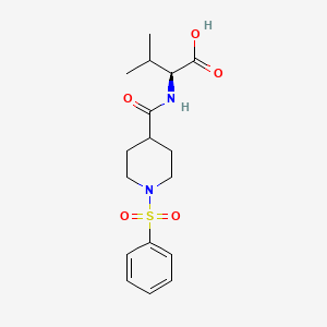 molecular formula C17H24N2O5S B2844104 N-{[1-(phenylsulfonyl)piperidin-4-yl]carbonyl}-L-valine CAS No. 1212073-14-7