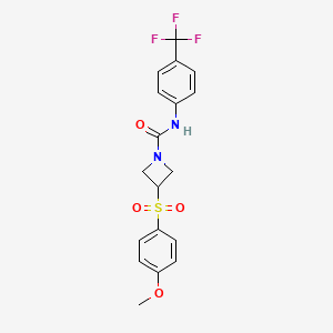 molecular formula C18H17F3N2O4S B2844108 3-((4-methoxyphenyl)sulfonyl)-N-(4-(trifluoromethyl)phenyl)azetidine-1-carboxamide CAS No. 1704619-70-4