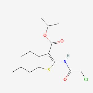 molecular formula C15H20ClNO3S B2844115 异丙基2-(2-氯乙酰氨基)-6-甲基-4,5,6,7-四氢-1-苯并噻吩-3-羧酸酯 CAS No. 519016-74-1